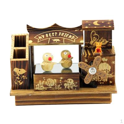 Spieluhr aus Holz mit Vogelmuster, handgefertigt, Gravur, Heimdekoration