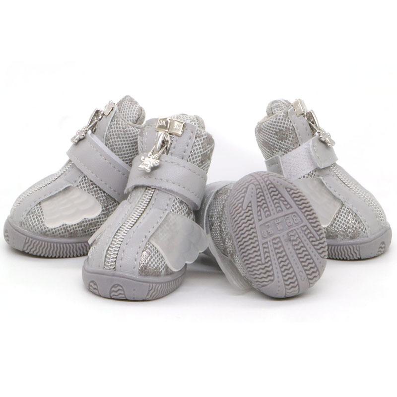 

Новая обувь для собак с крыльями ангела, дышащая сетка с золотым принтом, удобная, не душная обувь для собак с мягкой подошвой, обувь для домашних животных 1 серый