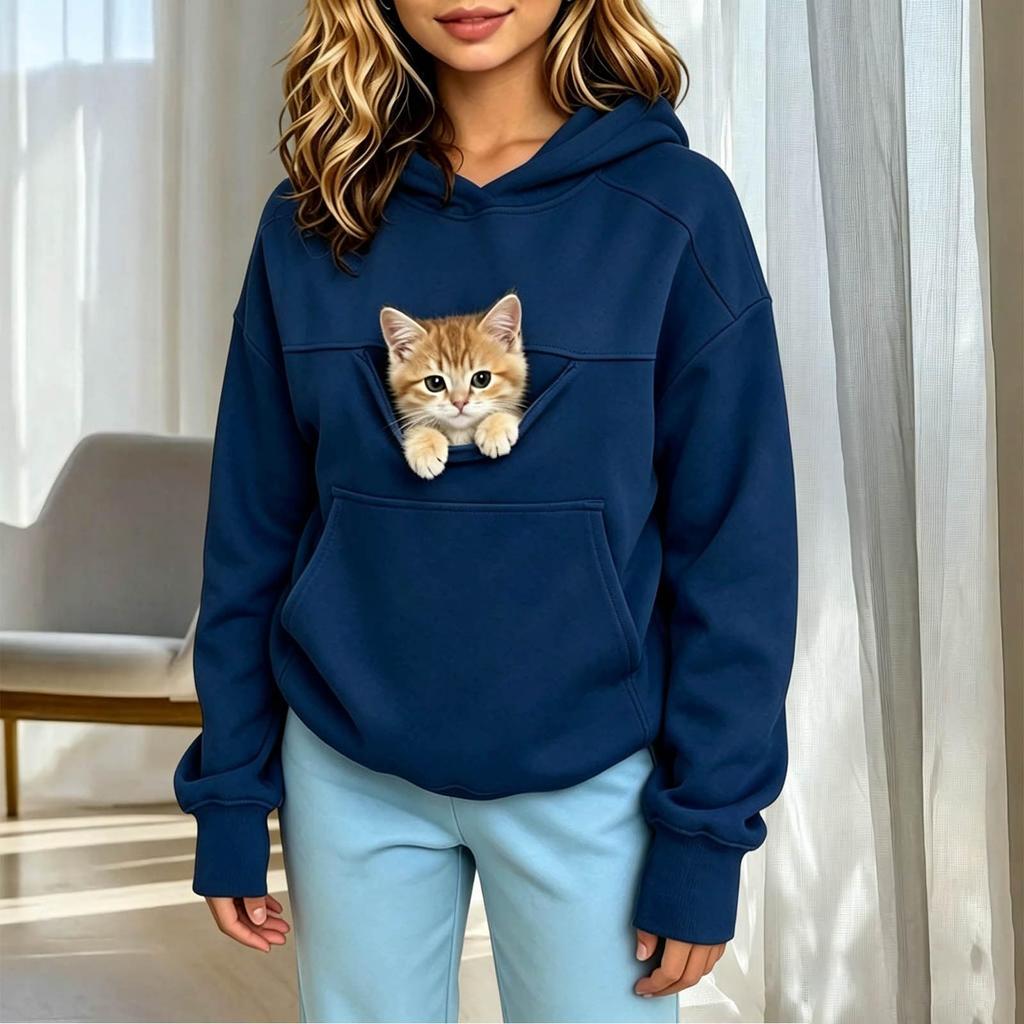 Felpa con Cappuccio per Bambina con Tasca per Animali, Carina Felpa Pullover per Bambini, Top Casual per Scuola e Gioco