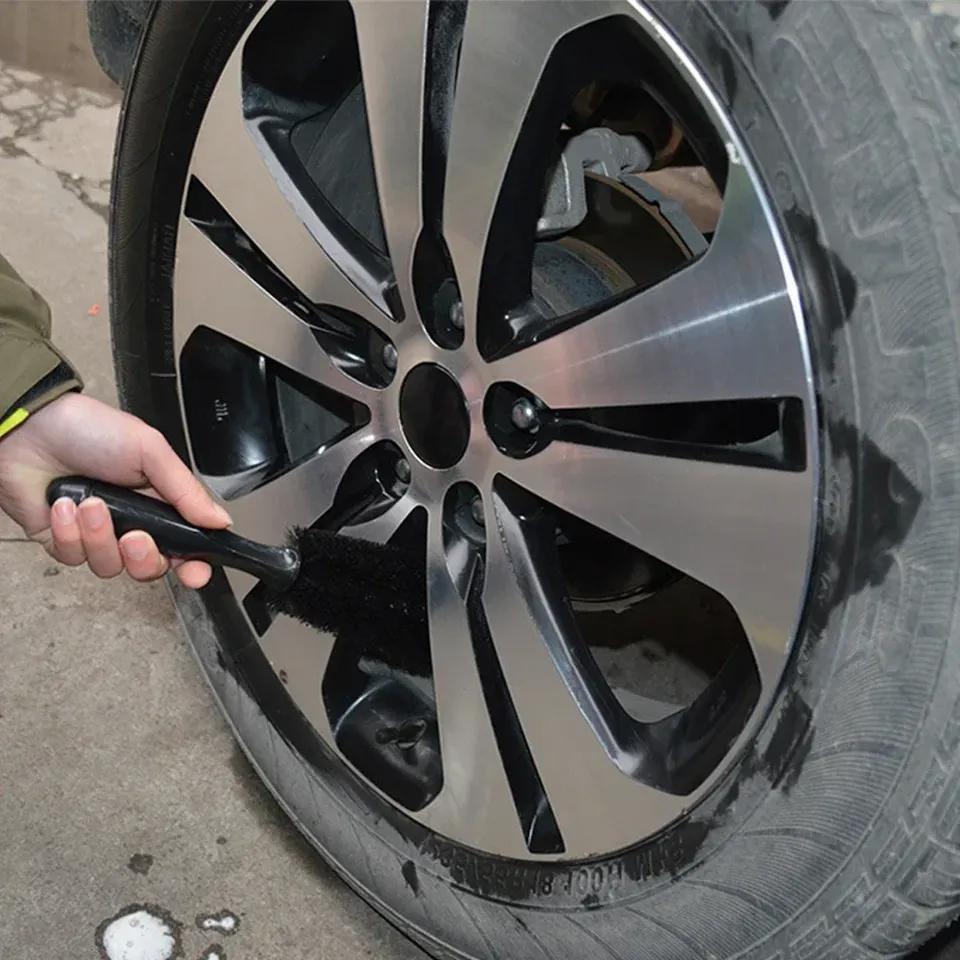 Bilhjulbørste Dekkrensebørster Verktøy Bilfelgskrubberens Støvhåndtak Motorsykkellastebil Hjul Bildetaljeringsbørste