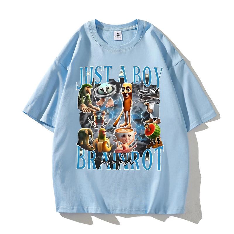 

Just A Boy Who Love Brainrot Meme Italian TShirt Cute AI Italian Brainrot Animals Y2k Graphic High Quality Cotton T Shirt 4XL