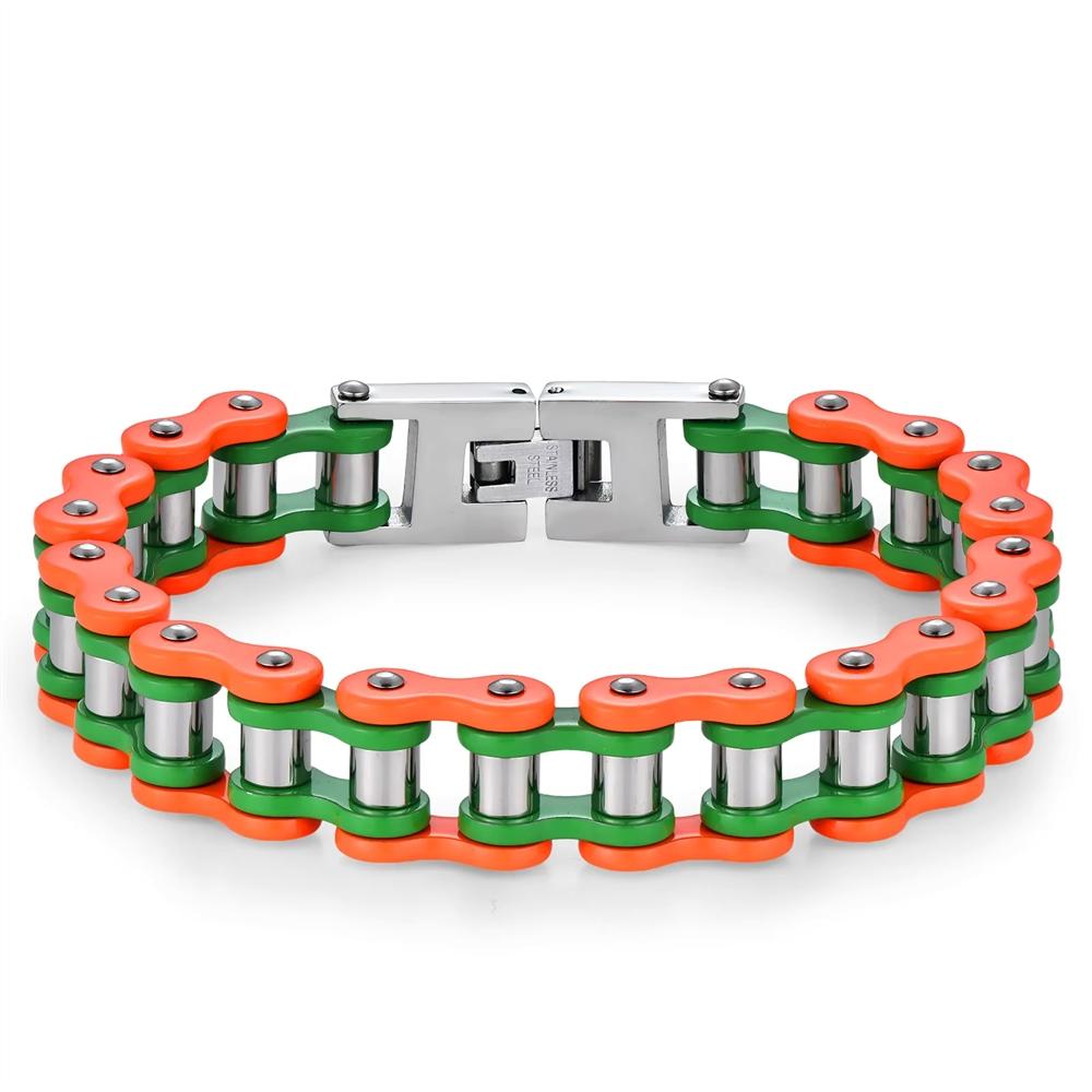 Stainless Steel Waterproof Anti Non Tarnish Personalized Hip Hop Fine Fashion Jewelry Punk Men's Biker Chain Bracelet