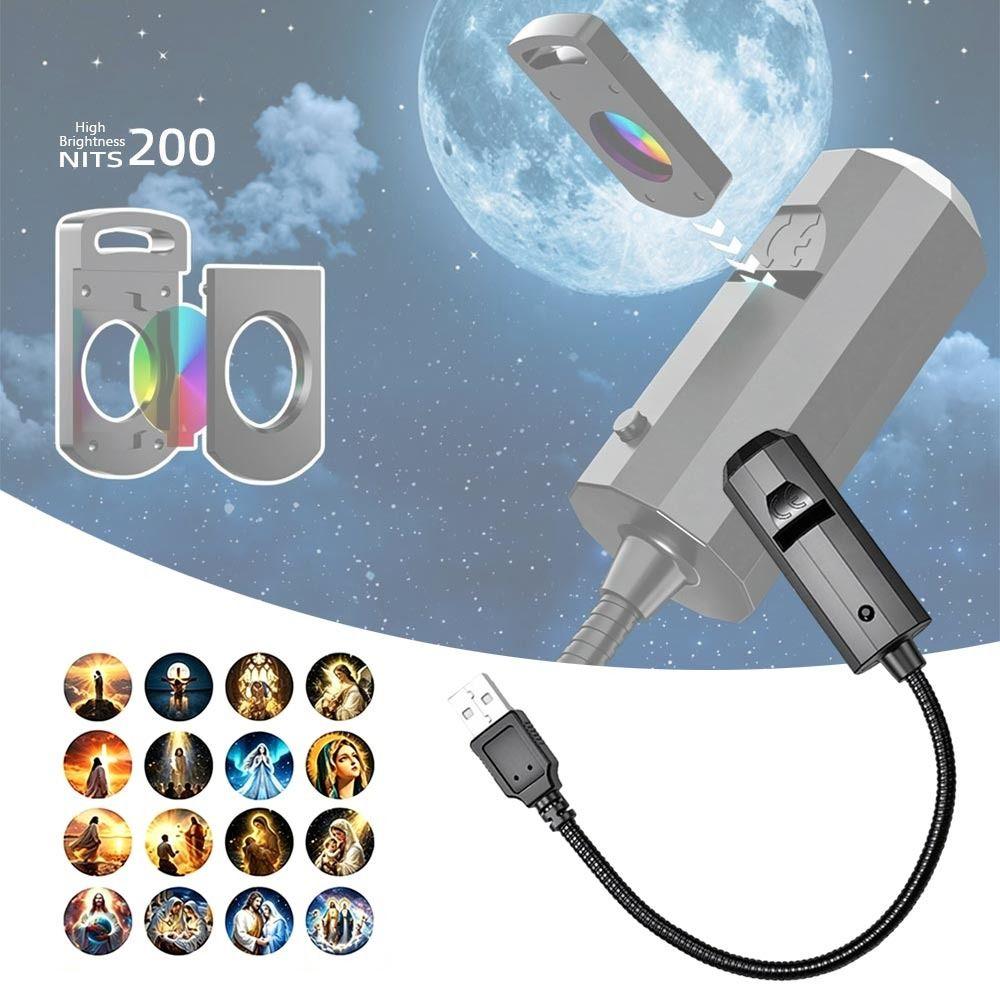 16 mønstre USB-projeksjon Dekorativ lampe USB-projeksjonslys Tak Bakgrunnsdekorasjon