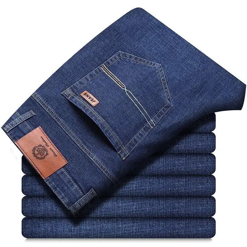Herren Jeans - Dicke Stretch Business Jeans - Herbst/Winter Gerader Lockerer Schnitt, Elastischer Denim, Heißer Verkauf. 38 blue