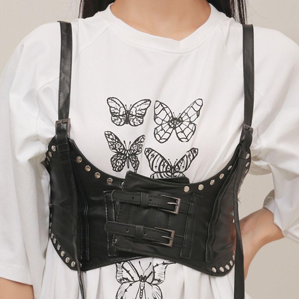 High Waist Suspenders Elastic Cummerbunds PU Leather Waist Corset Fashion Wide Belt  Dress
