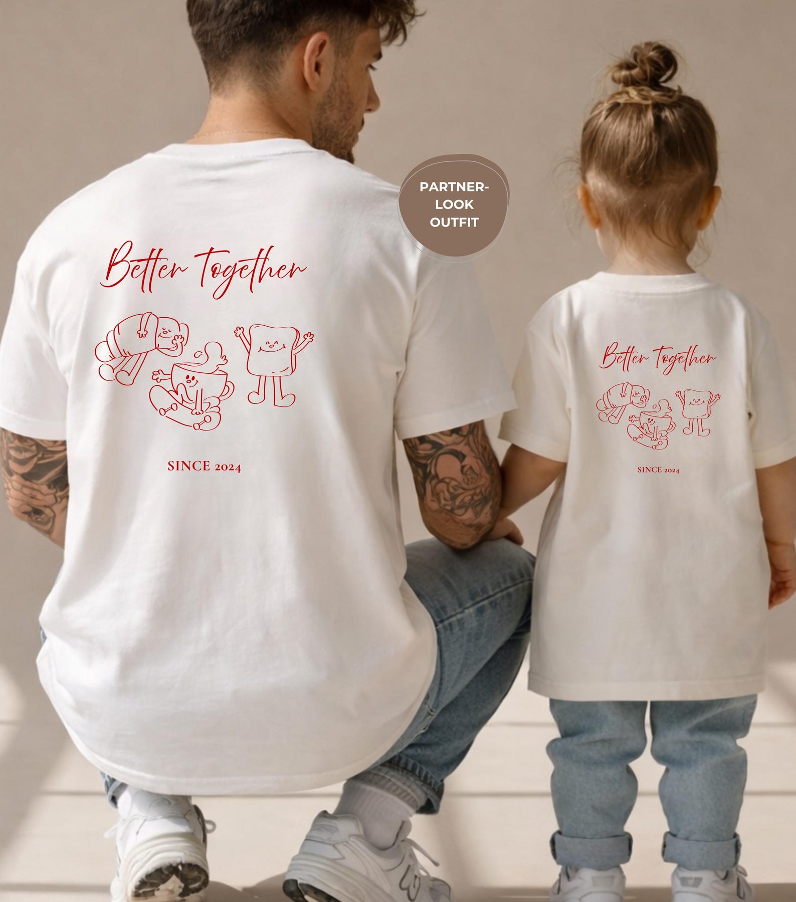 Dad and child matching shirts - cotton shirts - Better Together shirts - personalized dad and child outfits - matching family shirts L