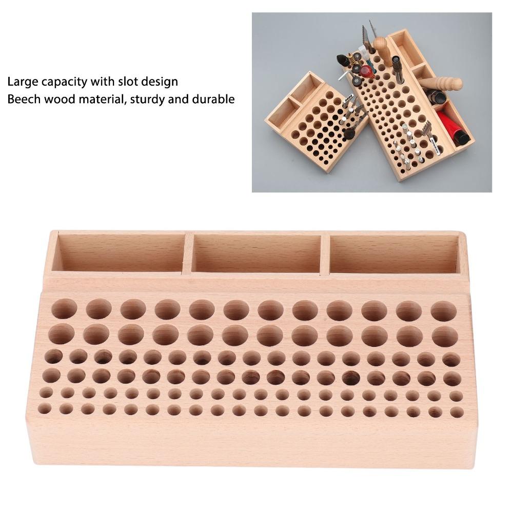 3 Slots Leather Tool Holder 98 Holes Leathercraft Storage Organizer Wooden Tool Rack For DIY