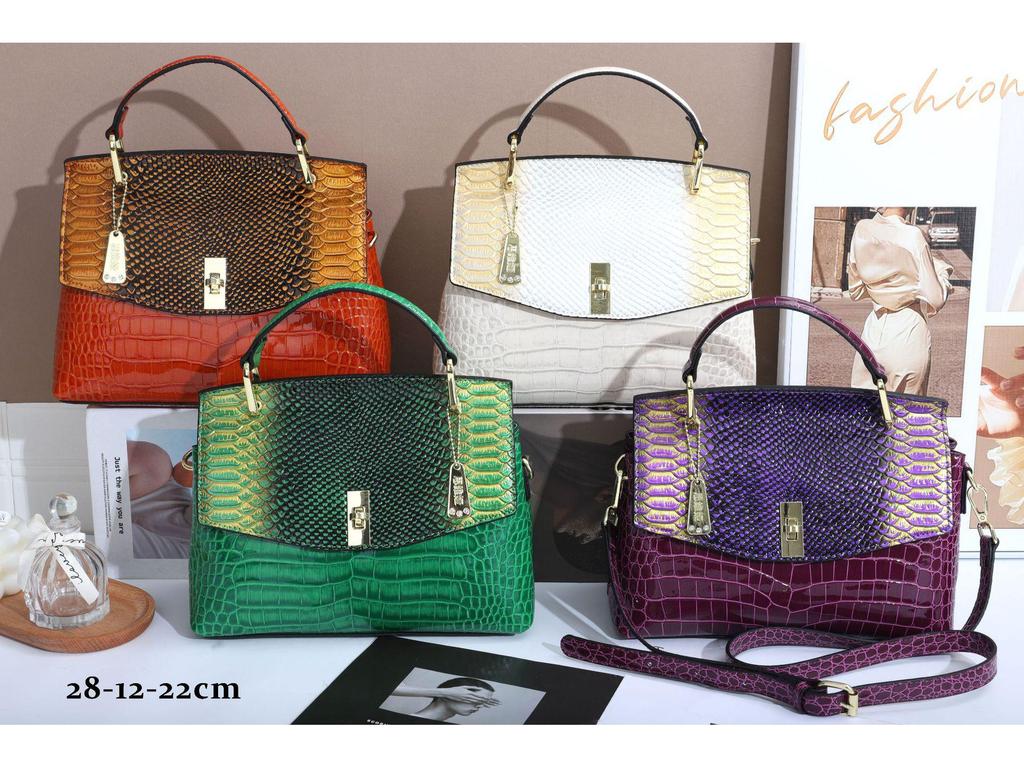 2024 Crocodile Pattern Patent Leather Women's Accordion Shoulder Bag - Fashionable, High-End Design