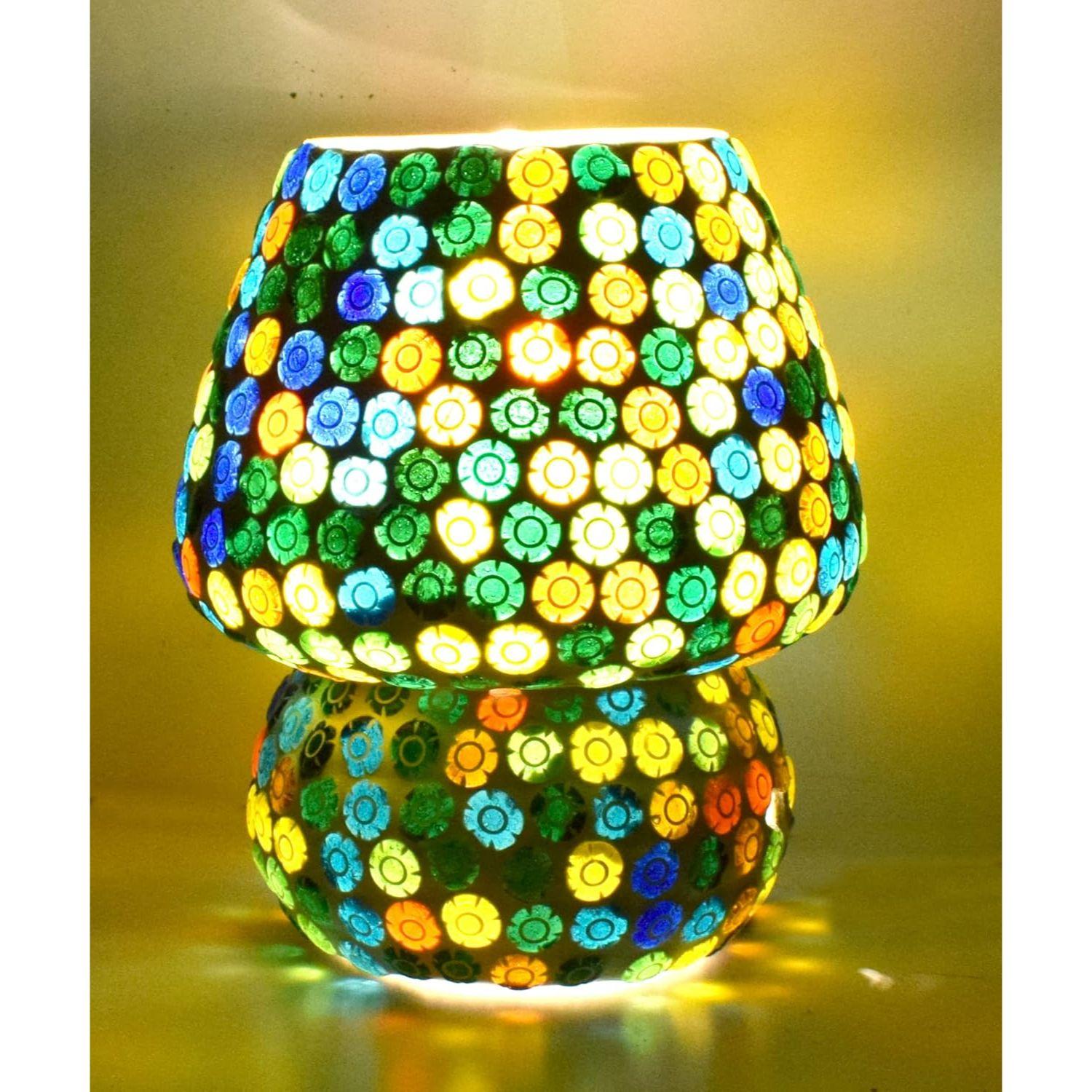 

Мозаичная стеклянная лампа в форме гриба для украшения дома/офиса/фестиваля (Лампа в комплект не входит) (Настольные лампы 17см)