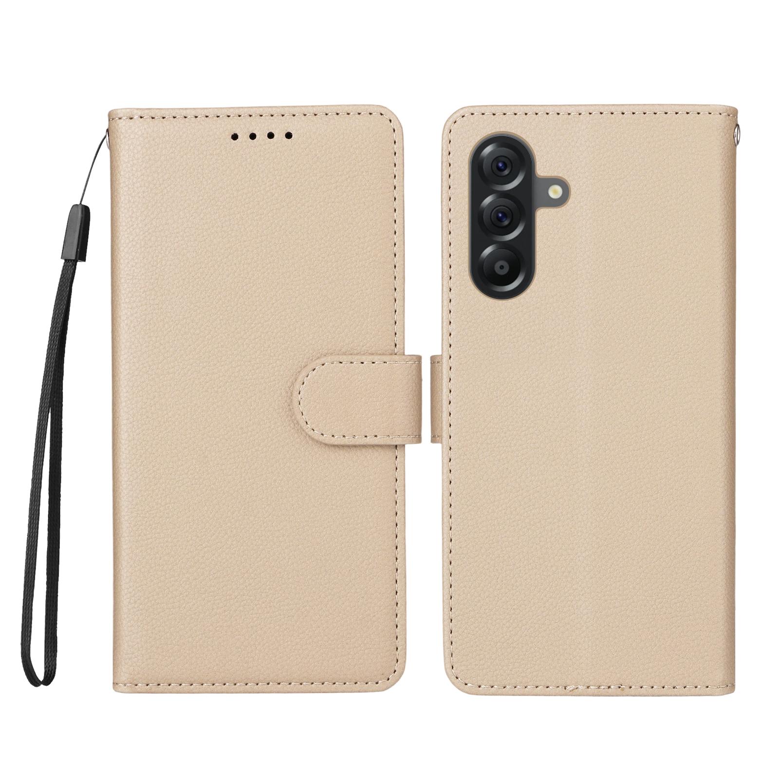 

For Samsung Galaxy A56 5G Case RFID Blocking 3 Card Slots PU Leather Phone Cover with Wrist Strap A