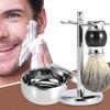 Premium Shaving Brush Kit-3 In 1 Shaving Brush Set Includes Hair Shaving Brush, Stainless Steel Shaving Soap Bowl and Stand
