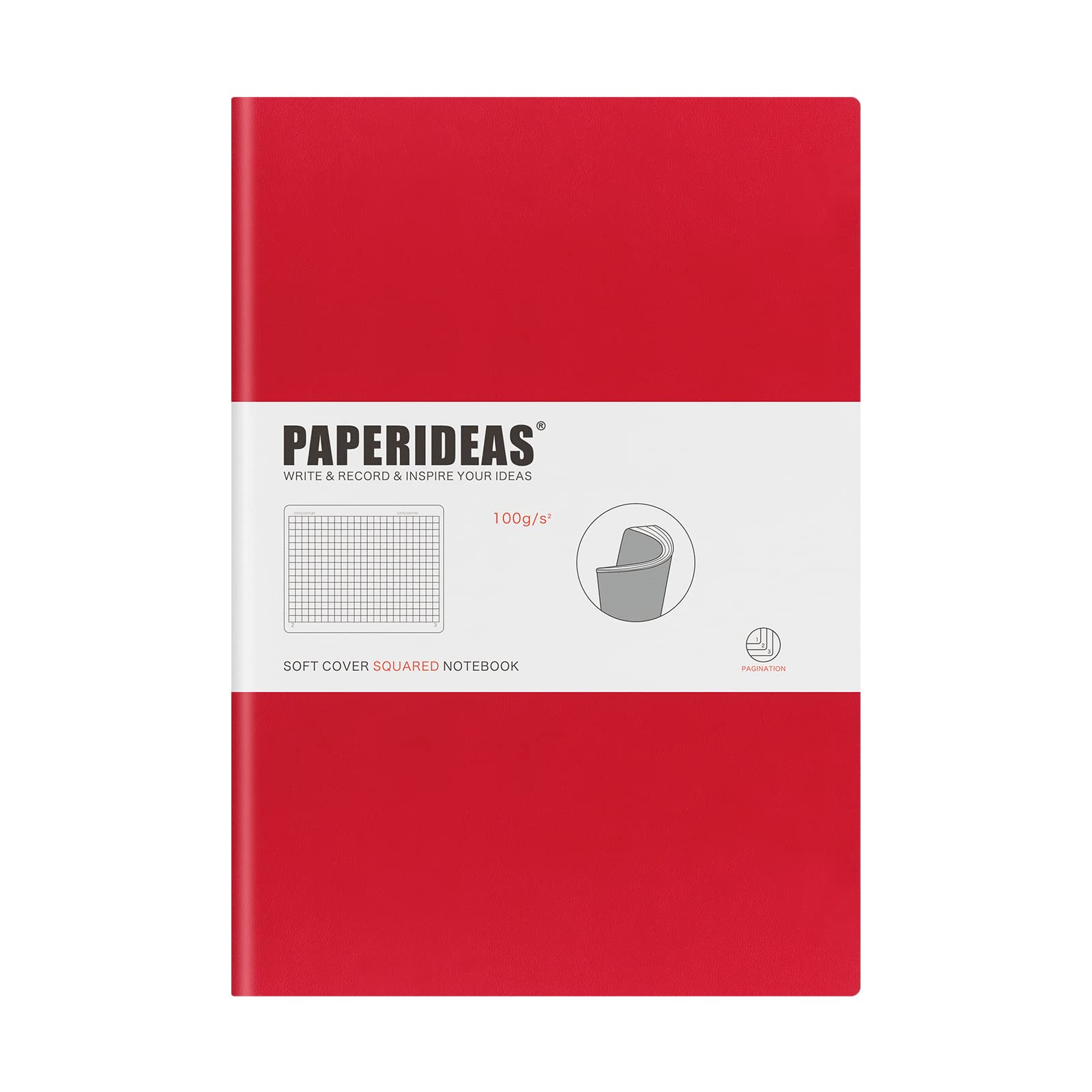 

PAPERIDEAS Soft Cover Notebook, B5, (Grid, Red)