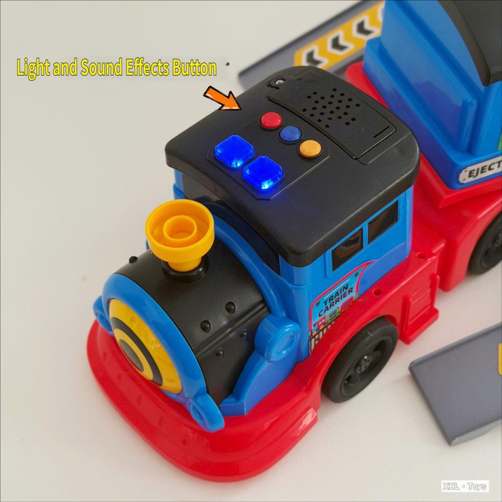 Children'S Racing Deformation Ejection Train Rail Car Parking Toy Magnetic Suction Small Train Double Track Ejection Car Toy