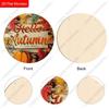 Hello Autumn Pumpkin Acorn Maple Leaf Round Wooden Hanging Sign, 2D Flat Printed Fall Front Door Decor, Vintage Farmhouse Autumn Wall Ornament Gift