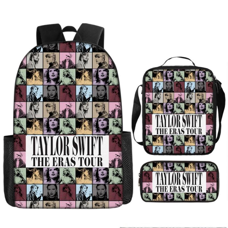 Taylor Swift Themed Kids School Backpack Set Elementary Students Oxford Fabric Breathable Lightweight With Padded Straps