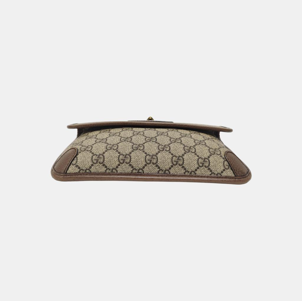 [Pre-Owned] Neo Vintage Series Gold Foil Logo Monogram Tiger Head Decorative Striped Shoulder Strap Canvas And Leather Messenger B - Very Good #1YPFPZ