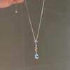 Elegant Mermaid Tear Pendant Necklace Women Luxury Imitation Aquamarine Topaz Jewelry
