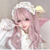 Set Parrucca Lolita Rosa Crepuscolo: Capelli Lunghi Ricci Dolci con Frangia