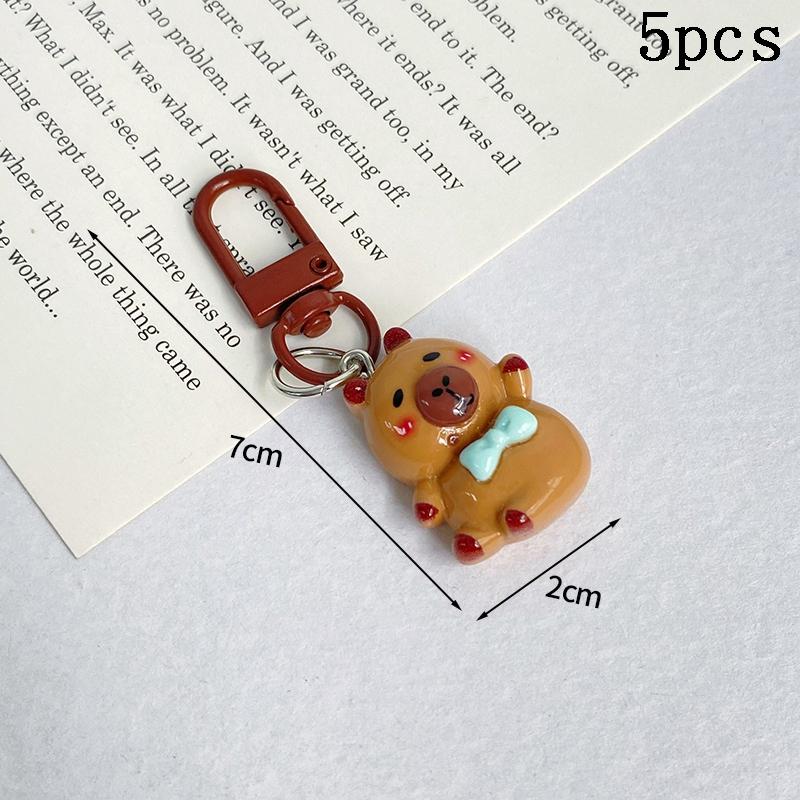 1-10pcs Capybara Keychains Bag Phone Pendant Kapibala Animal Hanging Pendants Men Women Cute Keyring Party Guest Jewelry Gift