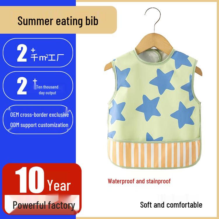 Wasserdichte Fleckenabweisende Baby-Lätzchen: Ärmelloser Unisex-Kittel für die Sommer-Mahlzeit