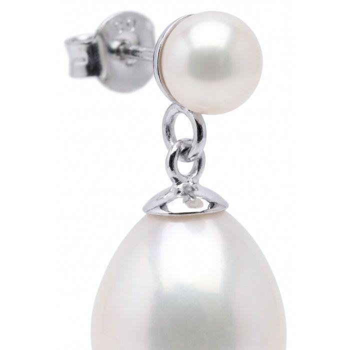 Boucles d'oreilles - PEARLS & COLORS - DUO - Perles d'eau douce 5-11 mm - Or blanc 9 ct (375) - Écrin & certificat