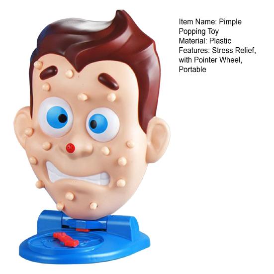 Human Face Pimple Popping Toy with Pointer Wheel Water Spraying Spot Popping Toy Stress Relief Kids Adults Family Party Board Game Prank Prop