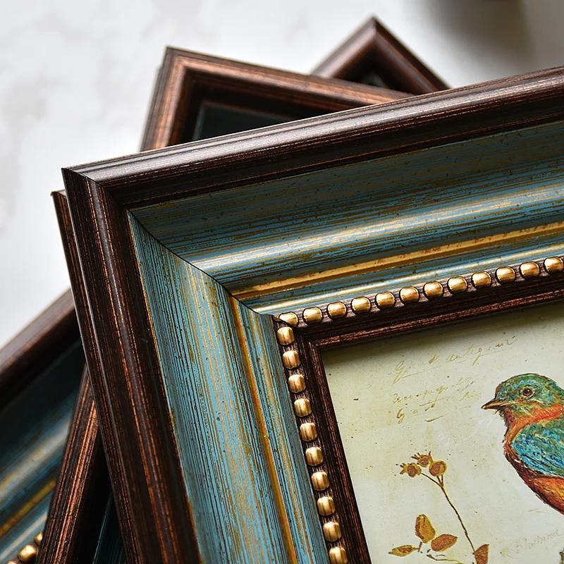 Vintage Imitation Wood Photo Frame Nightstand Desk Decoration Ornaments 6/7/10 Inch Antique Picture Frames Rustic Home Decor