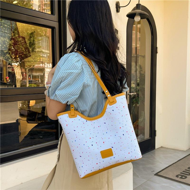 Trendy Spots Oblique Span Bag Large Capacity Shoulder Shopping Bag Fashion Canvas Bag Women's Tide Bag