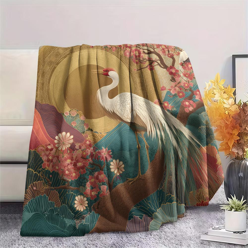 Branch Birds  Print Flannel Blanket, High Quality Comfortable for All Seasons, Home Decor, Warmth and Comfort