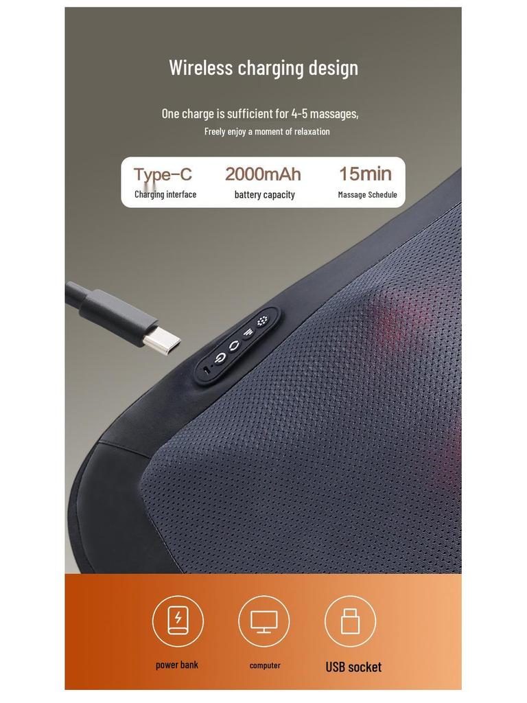 Smart Wireless Full-Body Kneading Massager Cushion