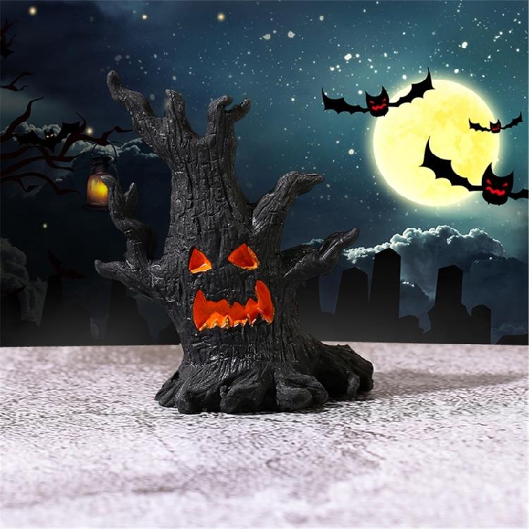 4Pcs Halloween Tree Ghostly Collectible Miniature Figurine Horror Resins Figure for Festivals Garden Landscape Ornaments