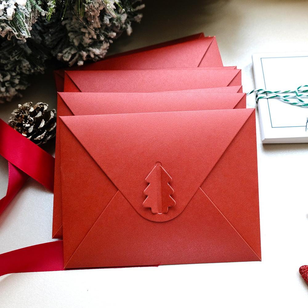 5pcs Christmas Exclusive Envelopes, A4 Thick Paper Envelopes with Christmas Tree Buckle,Suitable for Christmas Party Invitation