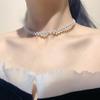 Nk-35 Three Woven Crystal Pearl Neck Chain Necklace Short High-End Niche Light Luxury Women