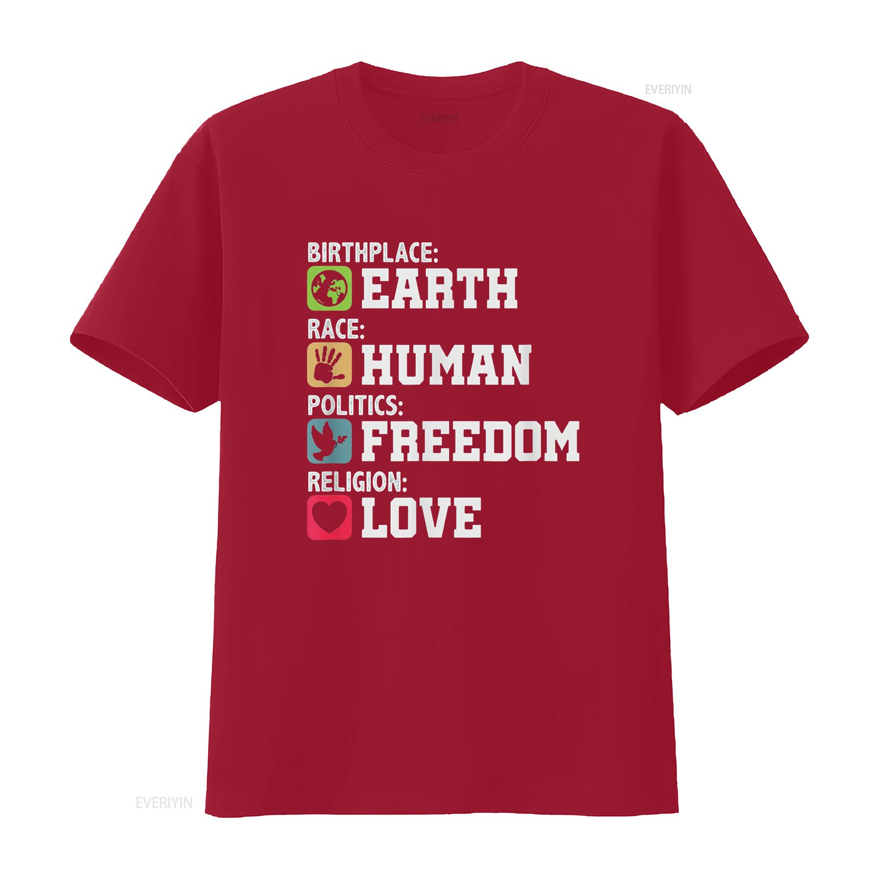 Womens Birthplace Earth Race Human Freedom T Shirt Black 2XL vintage Washed designer clothes Slightly Breathable graphic S