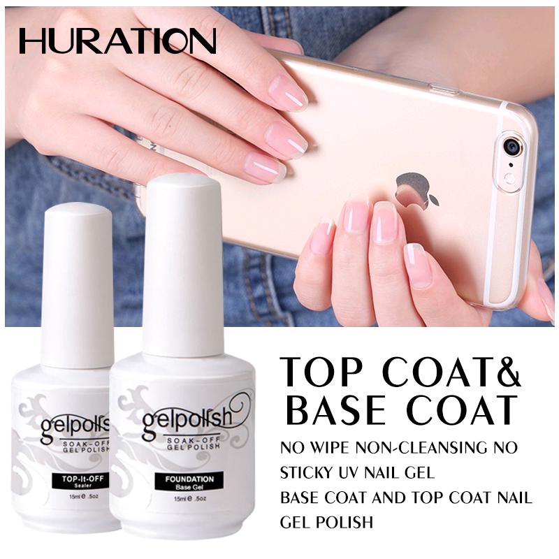 2 Pcs Base Coat and Topcoat Gel Nail Polish Set Topcoat + Basecoat