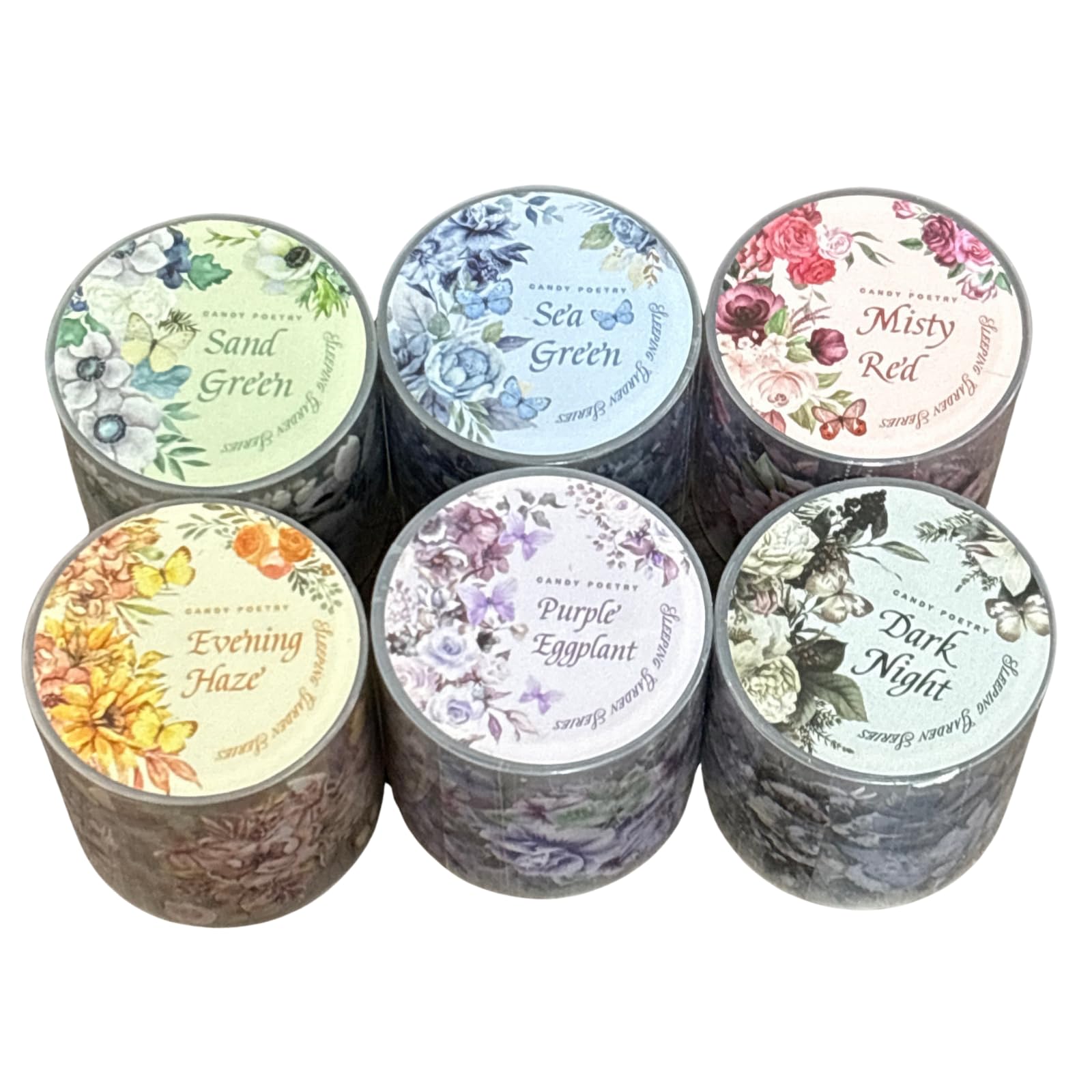 

ADOSSY 6 Types of Masking Design Transparent Sticker DIY Planner Decoration Tape, Tape, Clear, Set, Floral, Landscape, Collage, Album, Scrapbook, (B)