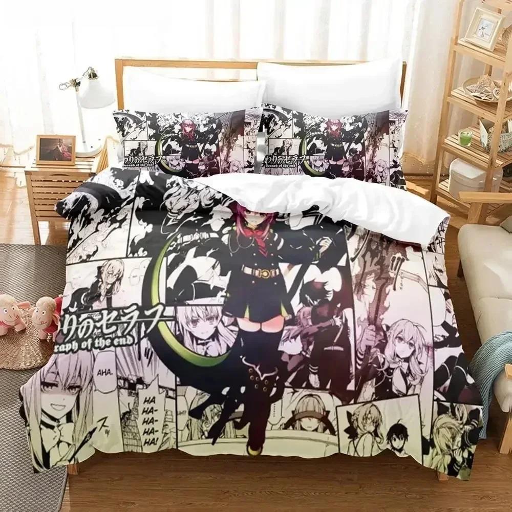 Seraph of the end 3D Print Bedding Set Cartoon Duvet Covers Pillowcases Double Size Bedclothes Decoration Home Textiles