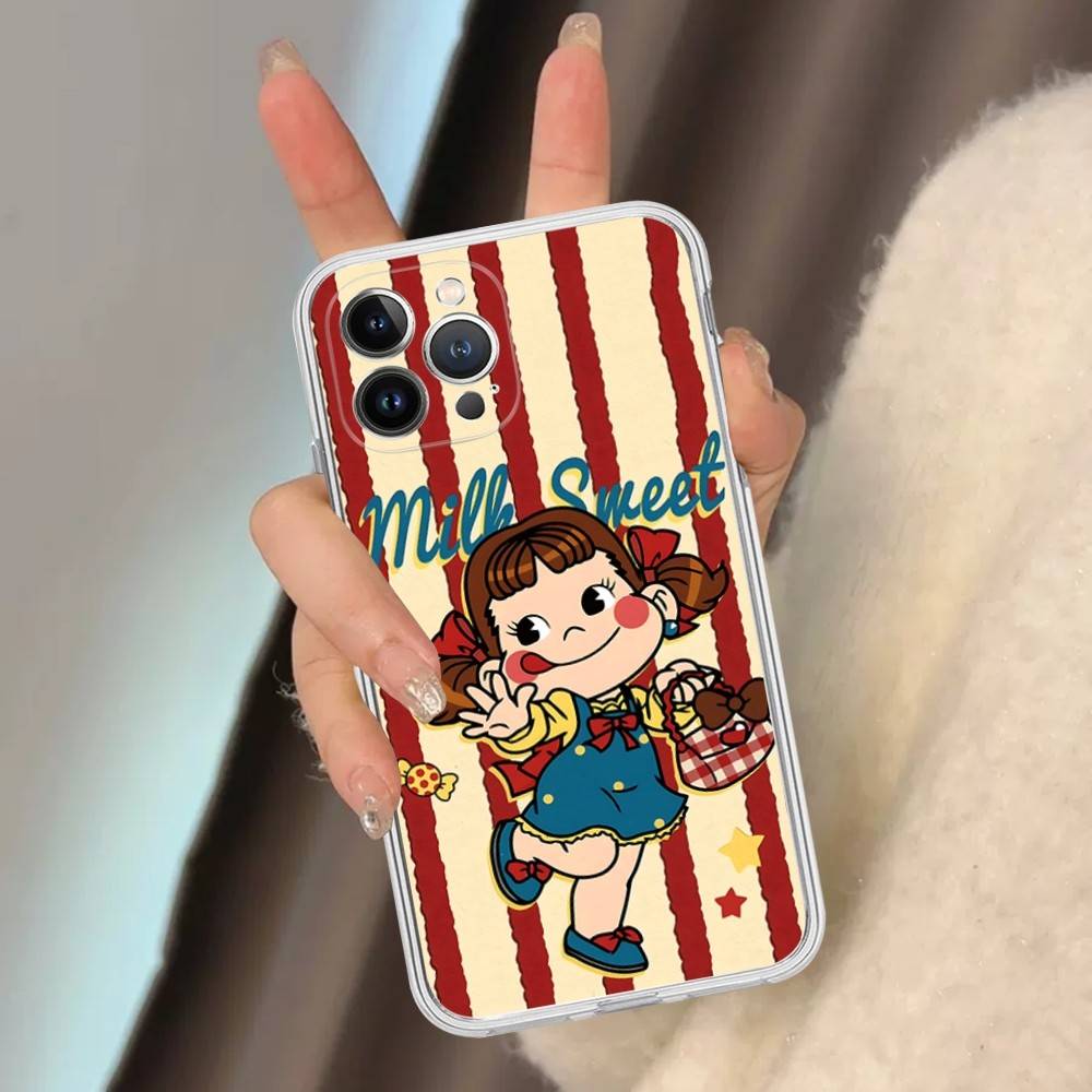 Cartoon Cute M-milky P-pekochan Transparent Phone Case For IPhone 16 15 14 13 12 11 Pro Max Plus Soft Cover
