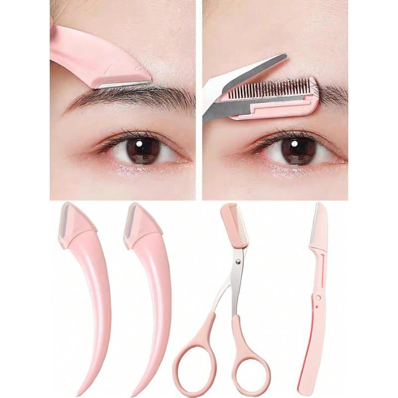 1pc Eyebrow Trimmer Set Stainless Steel Curved Eyebrow Razor Eyebrow Scissors With Comb, Beauty Tool For Beginners Suitable
