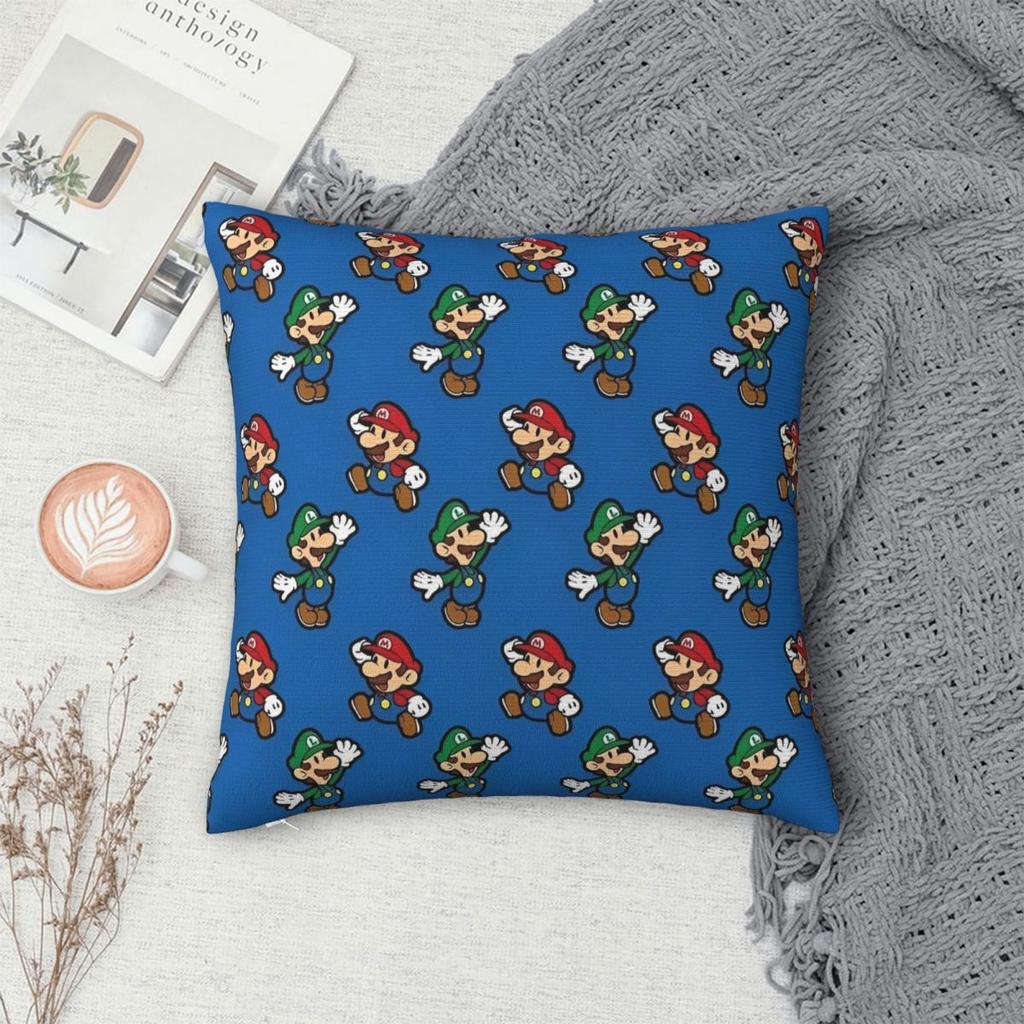 Marios Game Cartoon Pillow Case Cushion Cover Creative Polyester Decor Pillowcase for Seat 18"