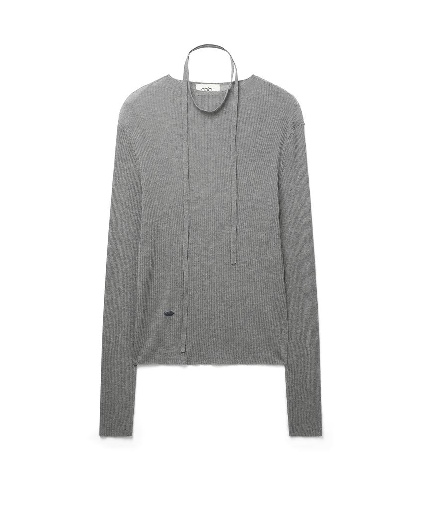Keoseuteomeokeullagumeon Linen See-Through Ribbed Half-Neck Knit 5 Color Cowkt020