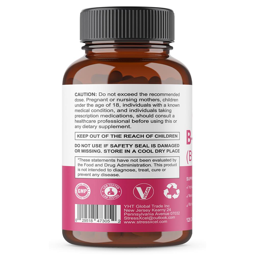 Complesso di Vitamine B (B1, B6, B12) Integratore Alimentare, 120 Capsule per Flacone