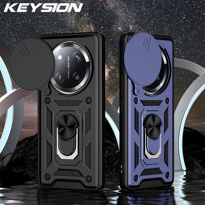 KEYSION Stoßfeste Hülle für HONOR X9c 5G Slide-Kamera-Schutzringständer-Telefonrückseite für Huawei Honor Magic 7 Lite 5G