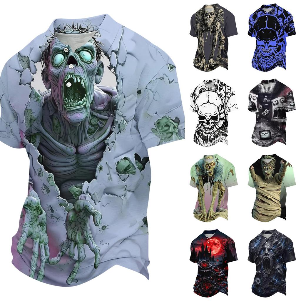Unisex Loose Fit Short Sleeve Halloween Printed T-Shirt