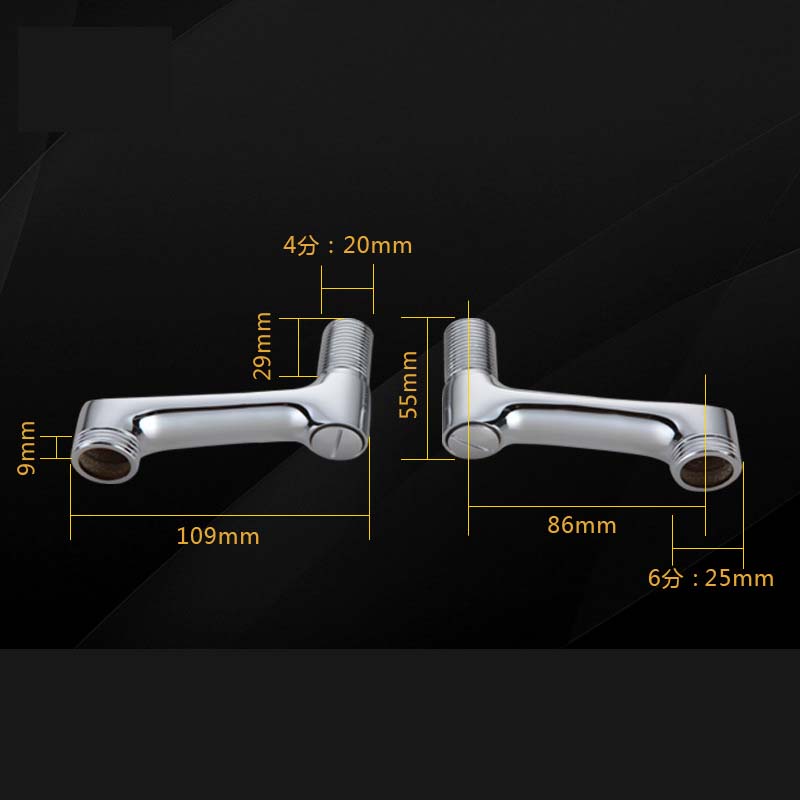 Torneira de chuveiro de cobre com pé curvo angulado, canto estendido com parafuso excêntrico, acessórios para torneira de banheira