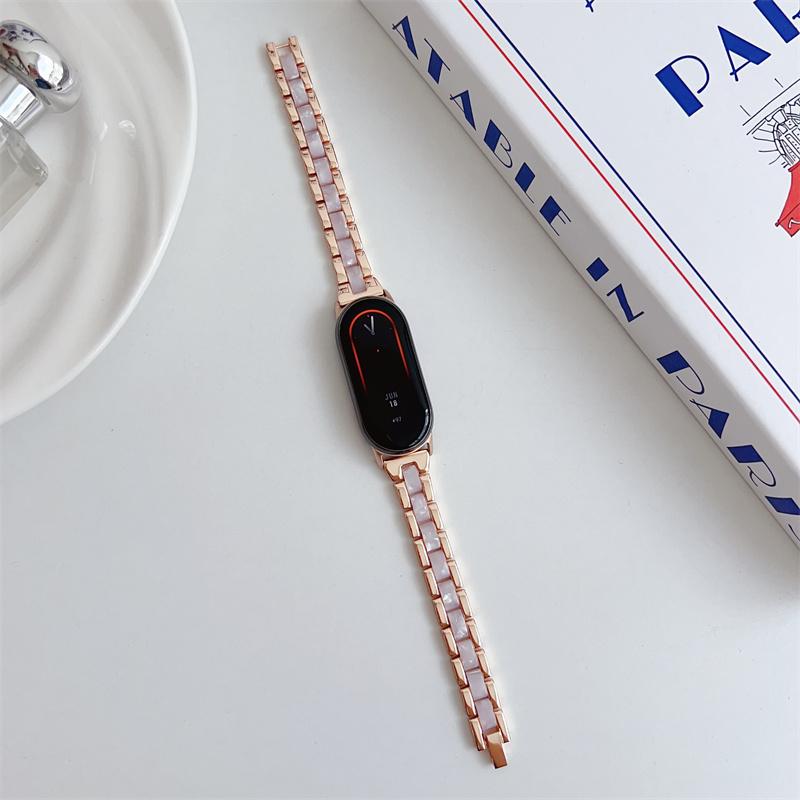 

Металлический ремешок для часов Xiaomi Band 9 8, ремешок из нержавеющей стали, сменный ремешок для Mi Band 9, аксессуары для ремешка Correa For xiaomi band 9/8 белый/розового золота