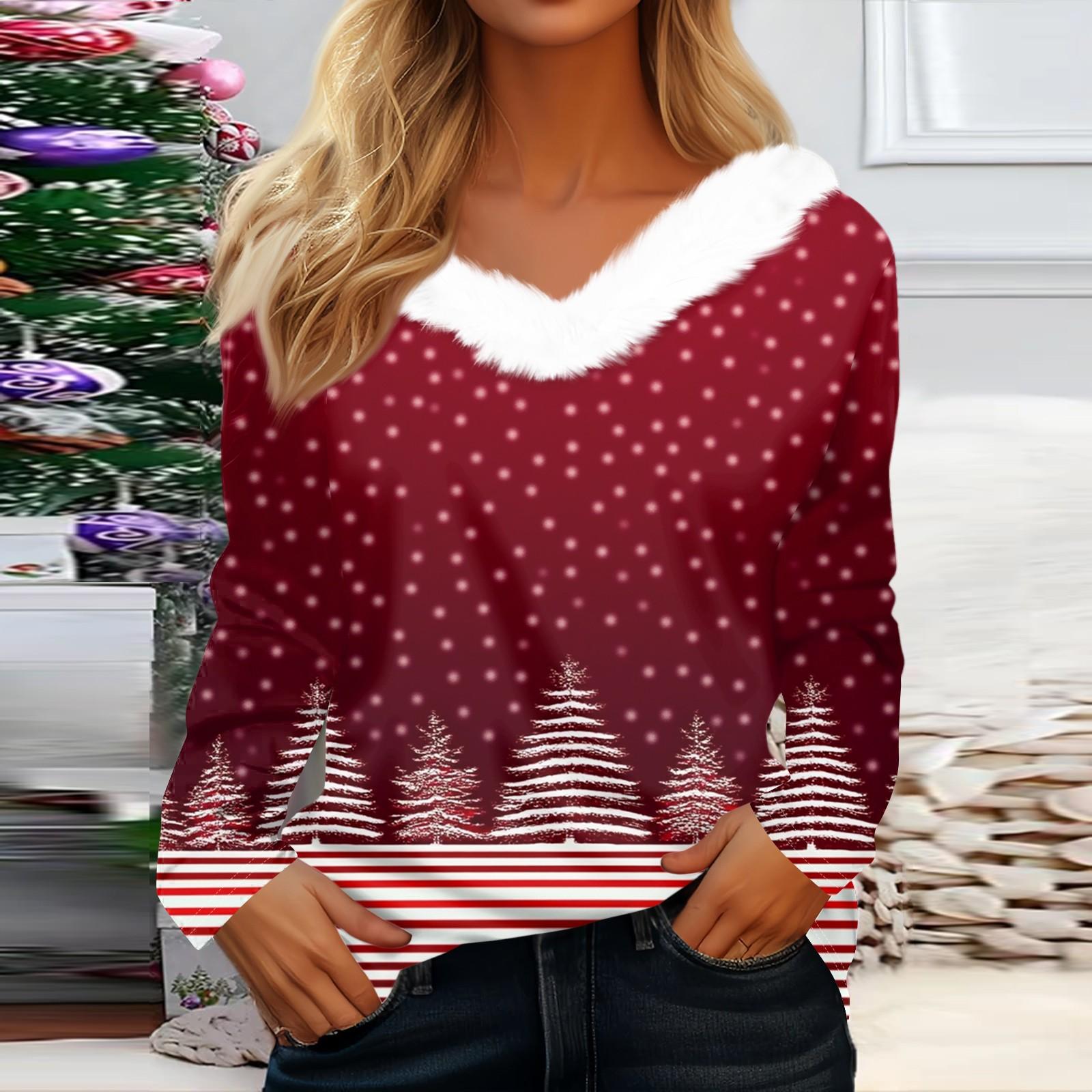 

Женская футболка с принтом, футболка с длинным рукавом, флисовый воротник, топ с V-образным вырезом S