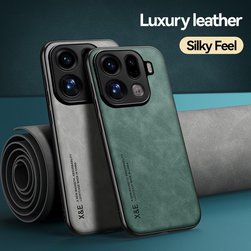Custodia Posteriore EUCAGR di Lusso in PU Magnetica Antiurto per OPPO Find X9 Pro X9Pro con Piastra Metallica Guscio per Telefono per OPPO Find X9