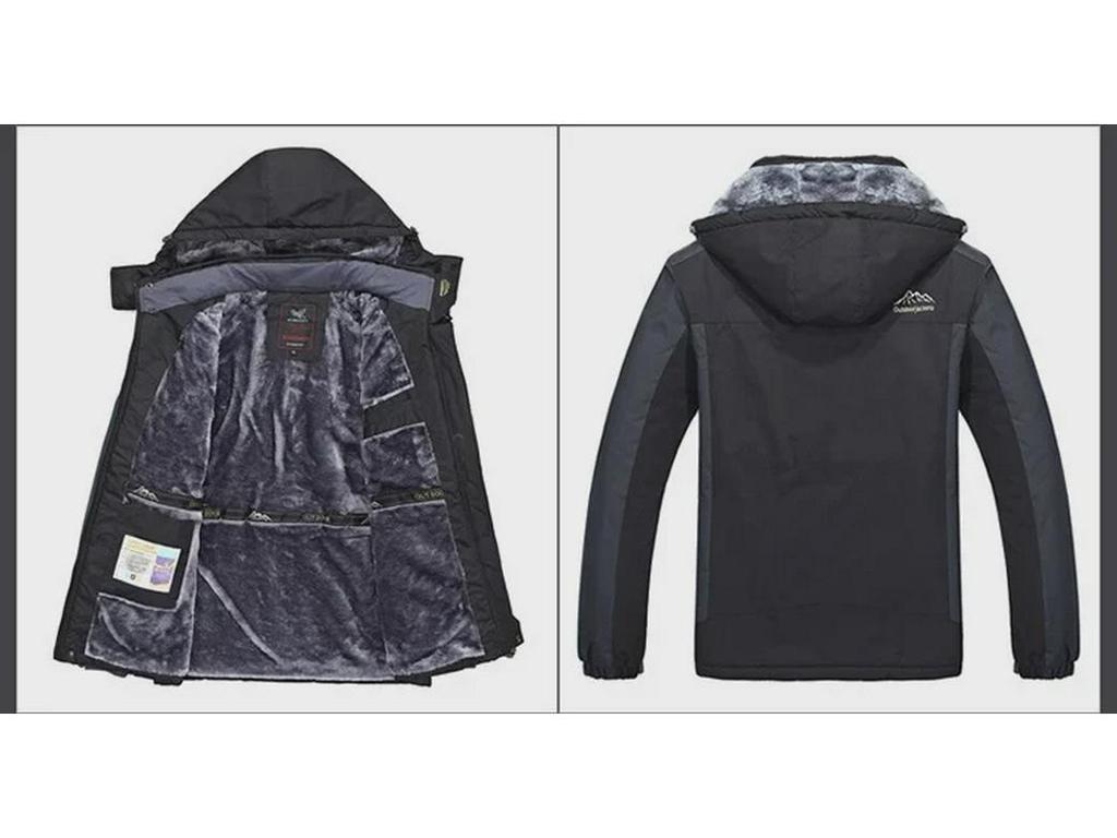Men's Plus Size Winter Waterproof Windproof Mountaineering Jacket with Velvet Lining