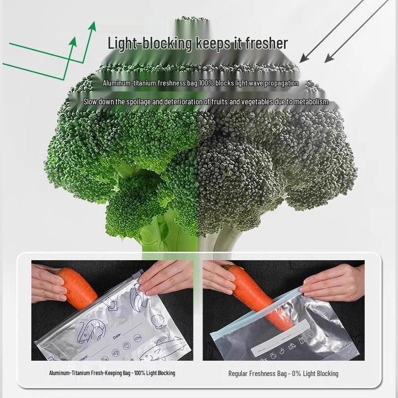 Sachet de conservation alimentaire à fermeture éclair en feuille d'aluminium pour réfrigérateur et congélateur